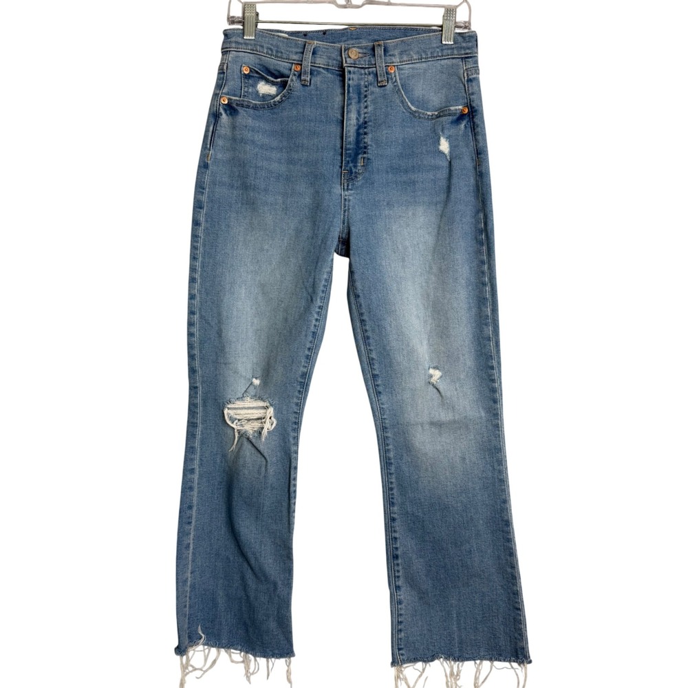 Gap High Rise Kick Fit Jeans Womens‎ 6 BLue Light Wash Destroy Distressed Preppy